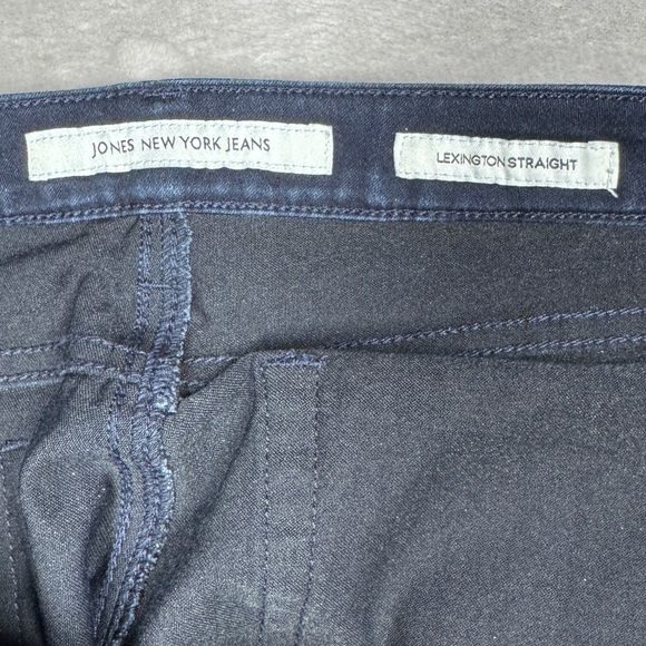 Jones New York Lexington Straight Dark Wash Zipper Fly Rhinestone Blue Jeans 10 - Picture 13 of 16